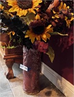 Red Pottery Vase w/ Sunflower Arrangement