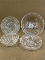 4 Decorative Glass Bowls