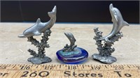 3 Pewter Dolphin Figures (3"H) *SC