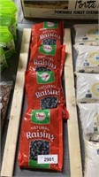 Four bags of raisins