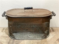 Antique Copper Boiling Tub w/Tin Lid -Rustic Charm