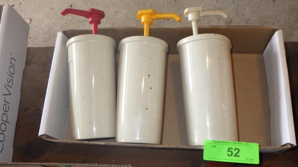 VINTAGE TUPPERWARE KETCHUP, MUSTARD & MAYO PUMPS