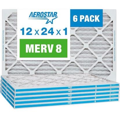 $43 Aerostar 12x24x1 MERV 8 Pleated Air Filter