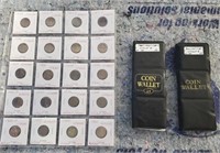 2 COIN WALLETS, 1 SHEET WHEAT/EARLY PENNIES