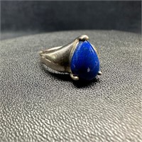 Sterling Silver Lapis Lazuli Teardrop Ring