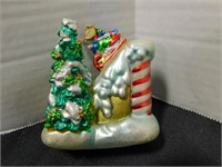 Dept 56 blown glass child sledding down a hill