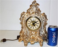 22K Gold Vintage Le Mieux China Mantel Clock Works