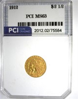1912 Gold $2.50 MS63 LISTS $2500