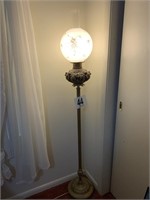 Antique Floor Lamp with Hand Painted Globe (BR2)