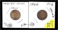 x2- Indian Head cents: 1862, 1863 -x2 cents