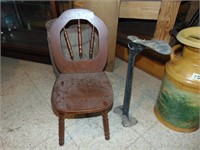 Small Vintage Childrens Size Chair & Cobblers Tool