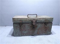Metal tool box with fishing contents