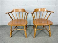 2x The Bid Heywood Wakefield Solid Wood Chairs