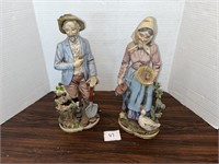 Vintage Homco Farmer and Wife Porcelain Bisque