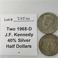 Two 1968-D Half Dollars 40% Silver