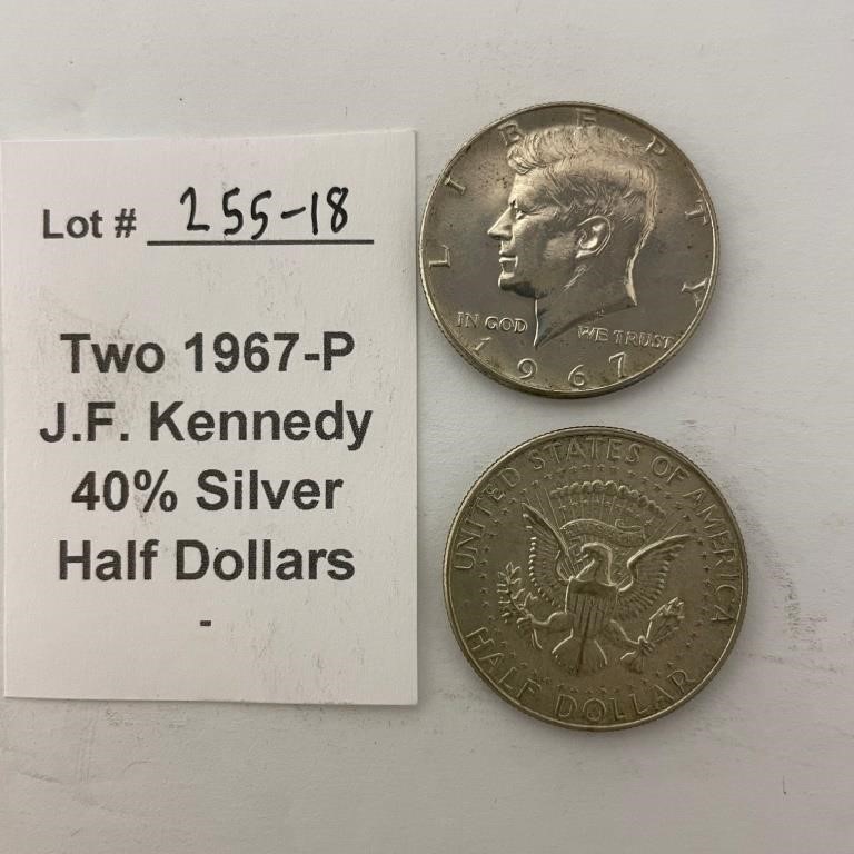 Two 1967-P Half Dollars 40% Silver