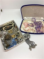 Lot of Estate Jewelry  blue display box not inc