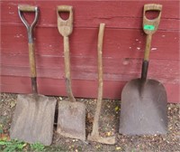 3 older shovels & ad