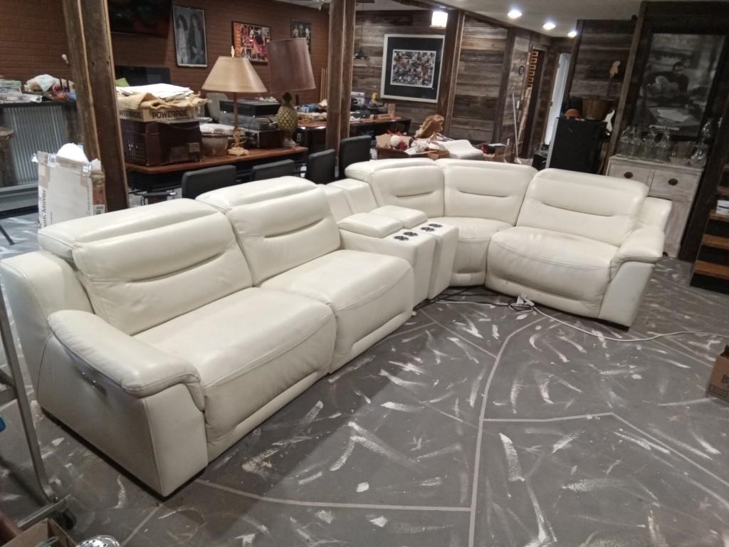 ivory sectional sofa (has some wear)