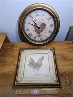Rooster Clock & Rooster Wall Art