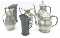 Collection of Pewter Pitchers & Signed Measures