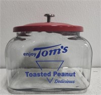 Tom's toasted peanuts glass jar with lid