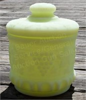 Fenton Satin Yellow 7" Cracker Jar w/Lid