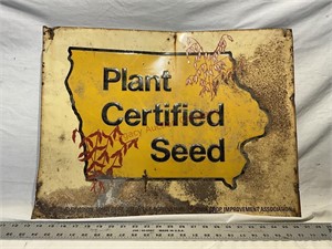 Plant Certified Seed tin sign