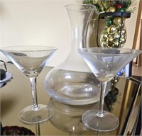 HANDBLOWN GLASS WINE DECANTER & MARTINI GLASSES