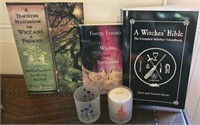 Lot Of Wiccan Books/Votive Tea Light Holders