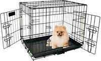 Yivke Dog Crate  30-Inch Dog Cage Double Door Fold