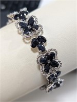 $1965 Silver Blue Sapphire(34ct) Bracelet (~weight