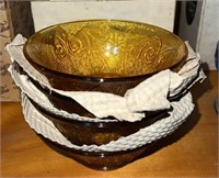 (4) Tiara Yellow Glass Berry Bowls in Original Box