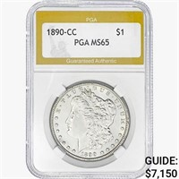 1890-CC Morgan Silver Dollar PGA MS65