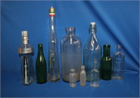 Collection of vintage bottles, 18 down to 4"H,