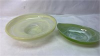 Green White Bowls Lot of 2