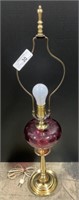Amethyst Color Glass & Brass Table Lamp.