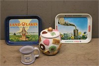 Land O Lakes Trays with Cup and Cookie Jar