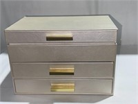 $40  Three Drawer Organizer Jewelry Box - Cream