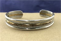 Southwest Sterling & Brass (?) Cuff Bracelet