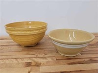 2pc Early 20th C. Yellow Ware Mixing Bowls
