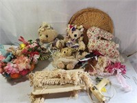 Shabby Chic Bears, Bunny, Glue Gun & Decorations