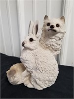 Animal classics wolf & rabbit statue 8 in tall