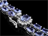 20ct Tanzanite & 0.5ct Diam Bracelet in 14k Gold