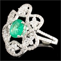 18K Gold Diam Ring w/ 1.03ct Emerald & 0.81ctw