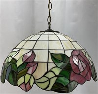19in Stained Glass Rose Light Fixture