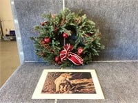 Balsam Hill LED Wreath and Puppy Art Print