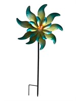 Metal Garden Flower Pinwheel On Stake