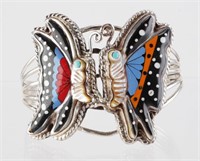 Sterling Turquoise Butterfly Inlay Cuff Bracelet