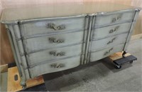 VINTAGE GREEN PAINTED WOODEN 8 DRAWER DRESSER